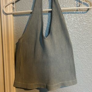 Blue halter crop top